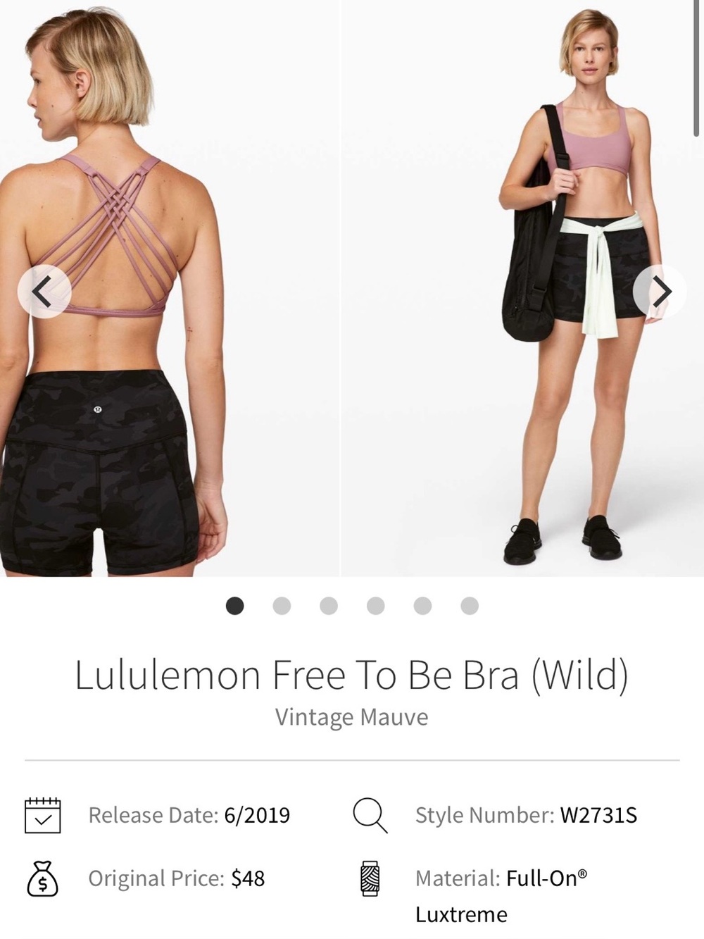 lululemon Free To Be Bra in Vintage Mauve
